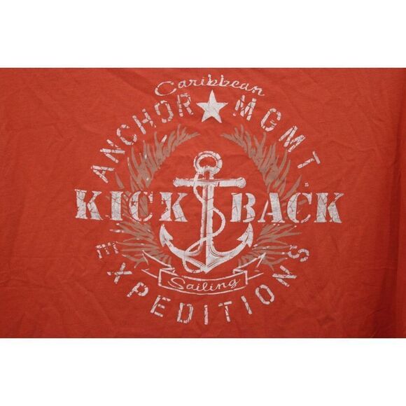 CARIBEAN ANCHOR EXPEDITIO TEE ORANGE KICK BACK SAILING SIZE L NWT - Picture 5 of 7